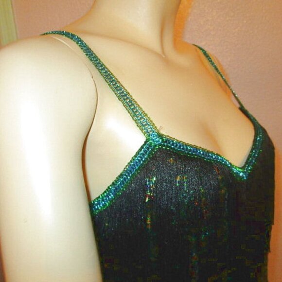 Leg Avenue SEQUINS Flapper Size M DRESS Halloween FRINGE Metallic GATSBY Costume - Picture 9 of 11